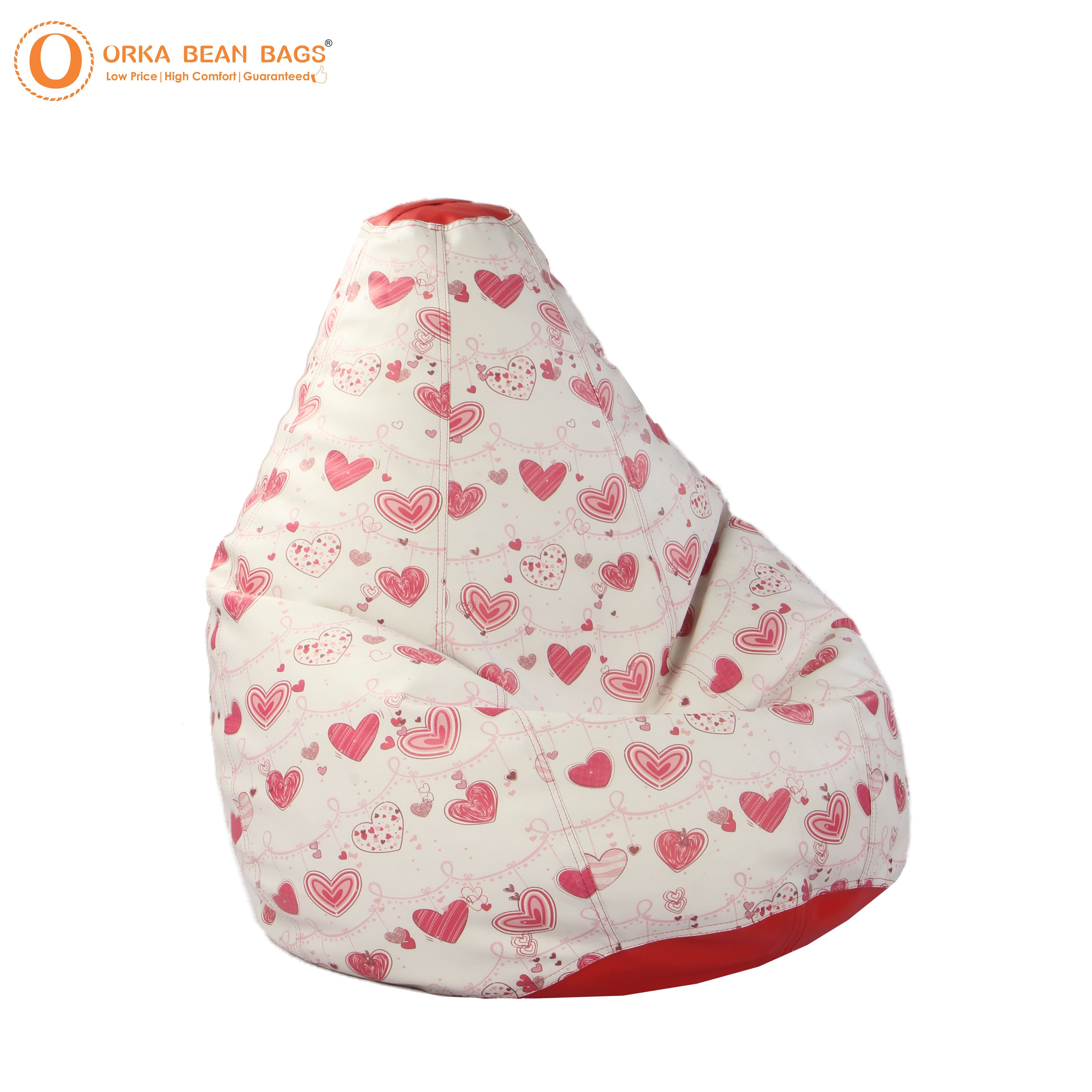 Orka Digital Printed Heart Theme XXXL Bean Bag Filled With Beans view 8